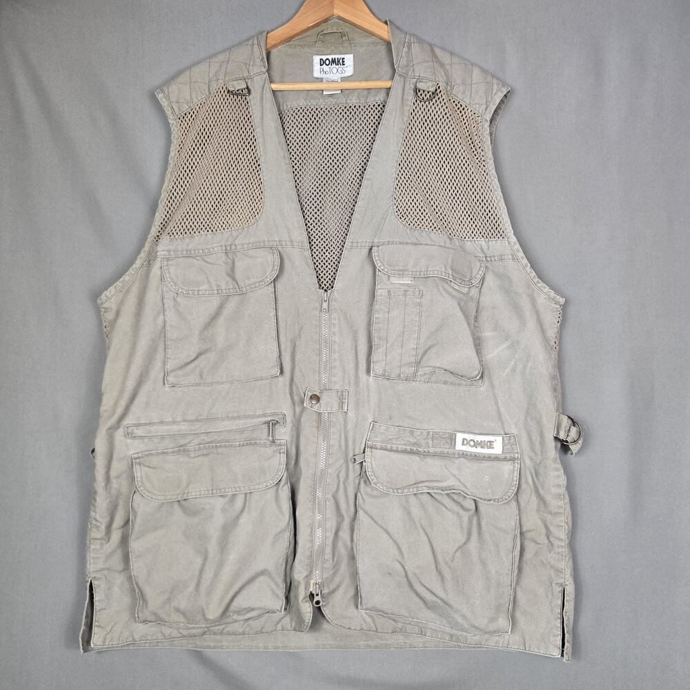 VTG Domke Vest PhoTOGS Photo Cargo Safari Mesh Khaki Canvas Utility Mens 2XL